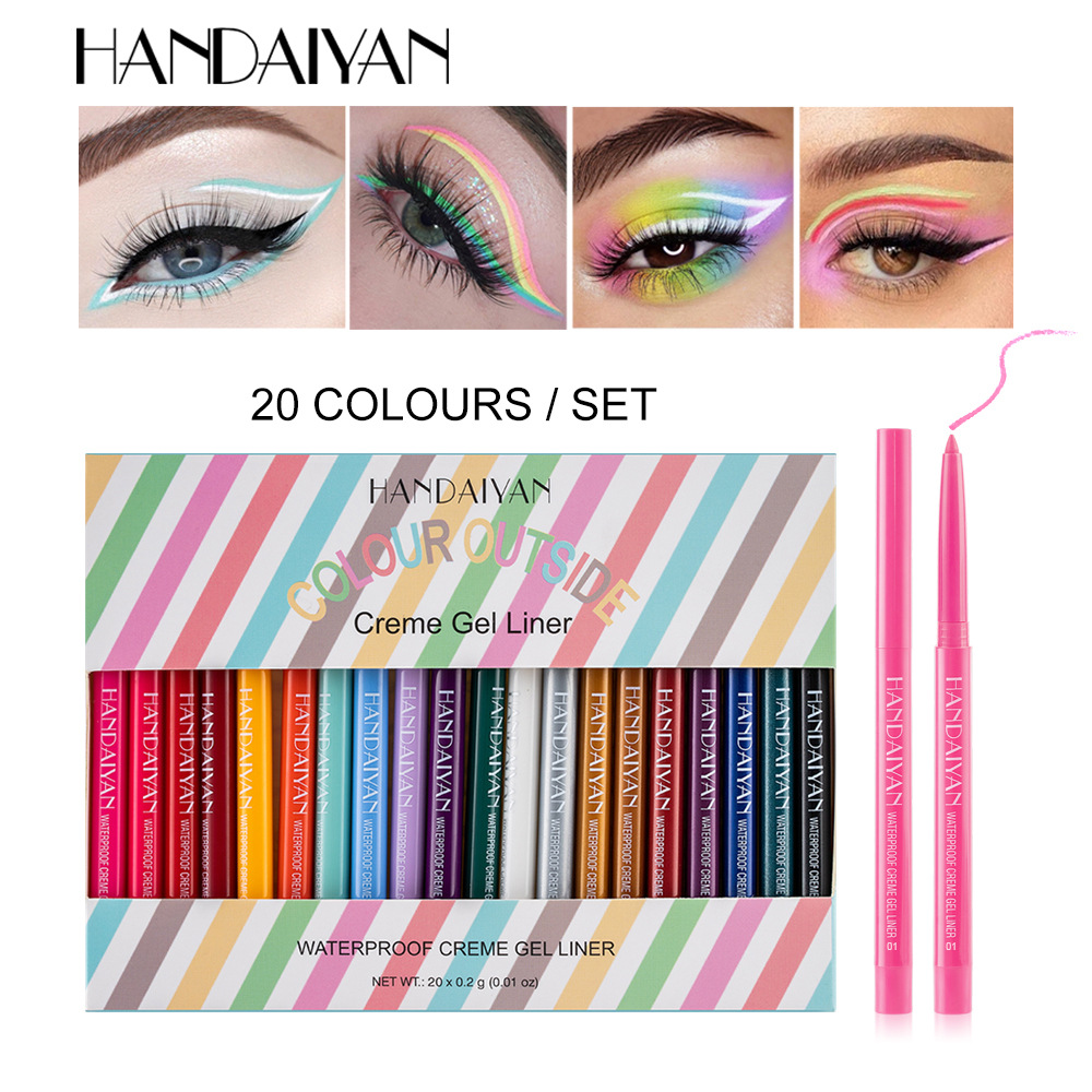Cross-border 20-piece set of colored eyeliner Pen HANDAIYAN, quick-drying, waterproof and non-smudging eyeliner pen set full figure