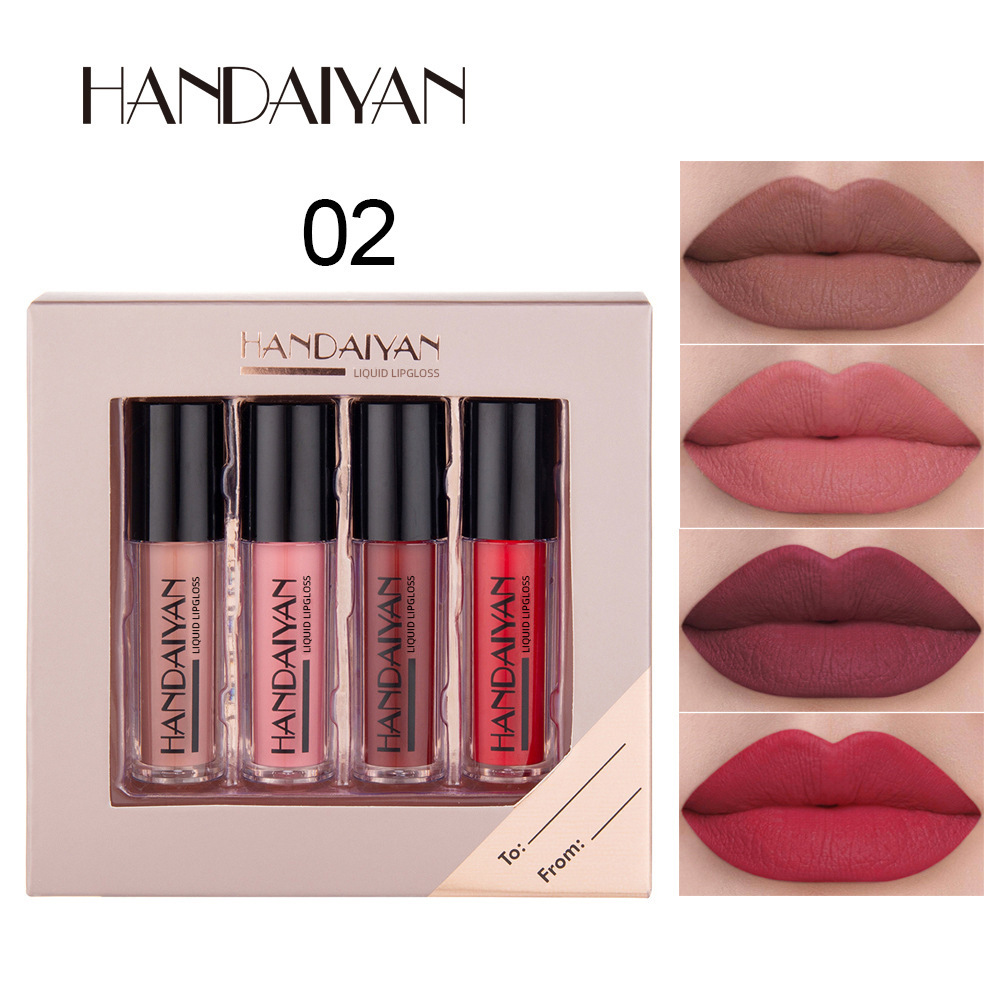 Cross-border matte Lip gloss Set HANDAIYAN Mirror Liquid Lipstick Long-lasting Moisturizing Non-stick Cup Lip gloss set Item Picture