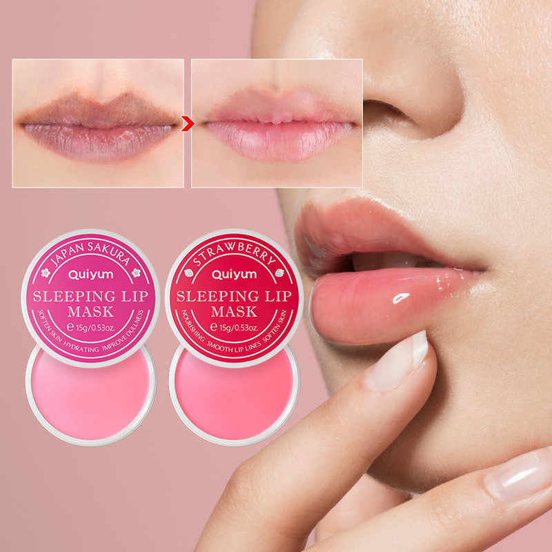 Cross-border QUIYUM Strawberry Sleep Lip Mask 15g Hydrating and moisturizing Lipstick Softening Keratin Moisturizing Manufacturer in stock details Picture