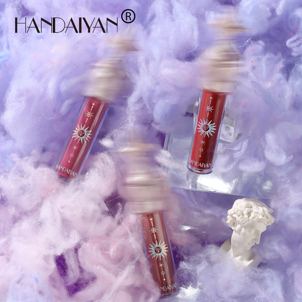 HANDAIYAN Cross-border bestsellers: Water Light Film Mirror Lip Gloss, Glass Lip Gloss, Hydrating and long-lasting Little Star Stick Lip gloss Specification drawing
