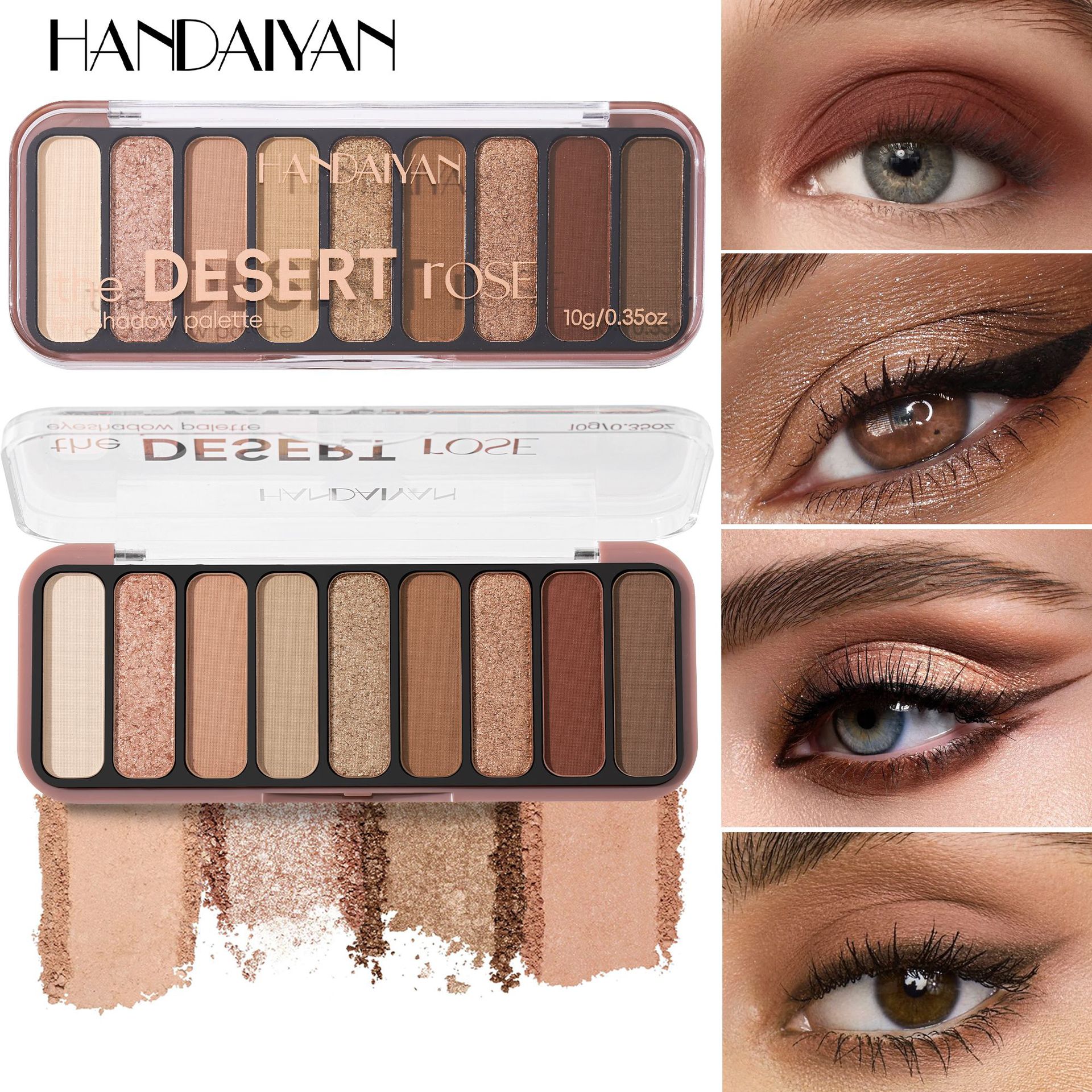 Nine-color eyeshadow palette matte handaiyan pearlescent Fine shimmering earth tone, one set for multiple uses, cross-border exclusive eyeshadow palette Specification drawing
