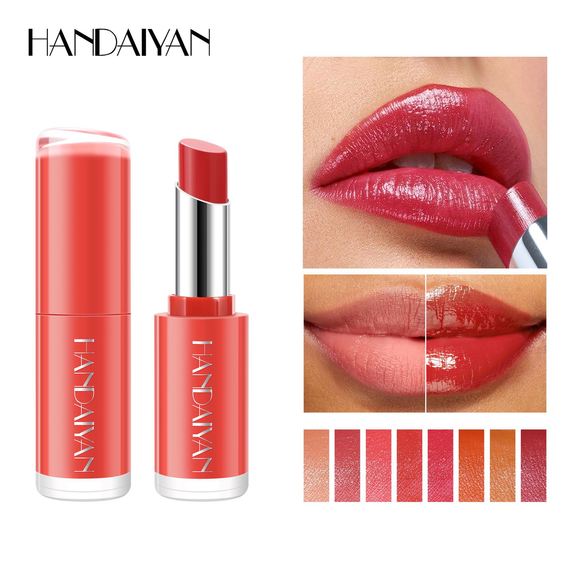 Cross-border waterproof and moisturizing Lipstick HANDAIYAN velvet lipstick enhances complexion. 8-color natural moisturizing lipstick in stock full figure