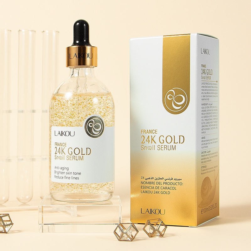 Laikou French 24k Golden Snail Essence 100ml Skin Care Product manufacturer Supply Hydrating and Moisturizing Essence wholesale full figure