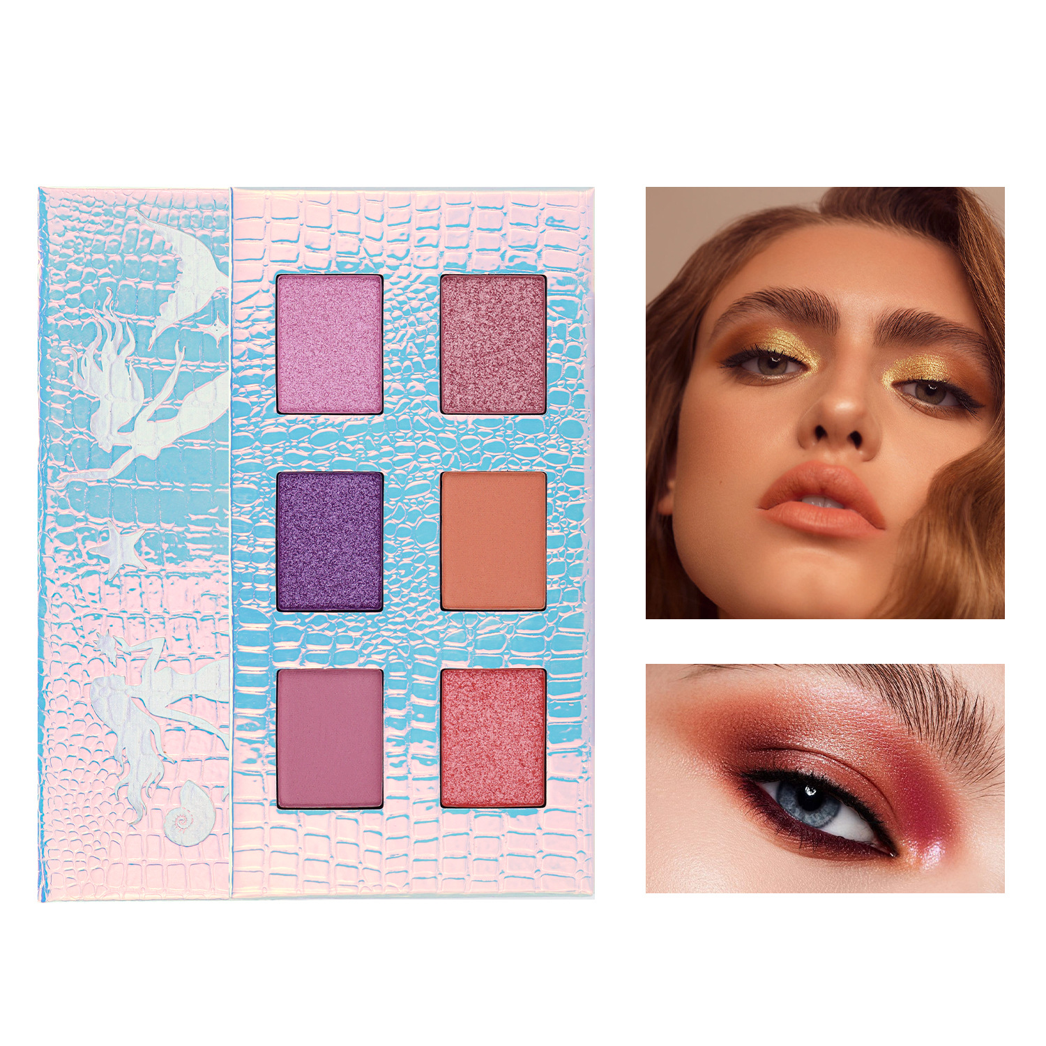 Cross-border new product: 6-color matte pearlescent eyeshadow palette, European and American multi-color contouring high-gloss fine glitter makeup palette, eye makeup details Picture