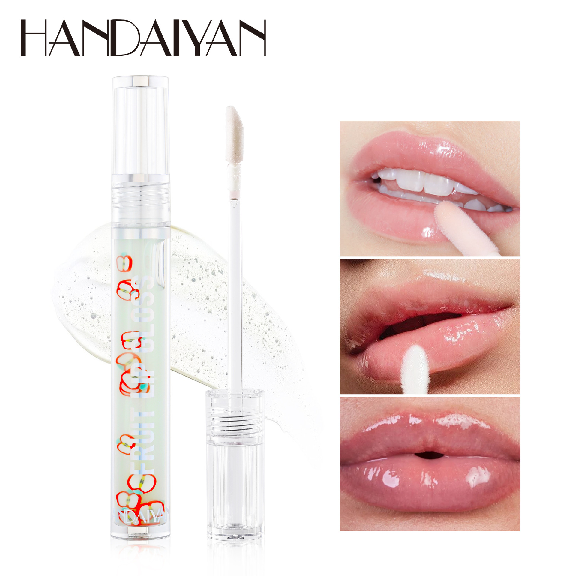 Cross-border Lip Oil 6-color Fruit handaiyan Liquid Hydrating and Moisturizing Lip Gloss, reducing lip lines and preventing dry and chapping lip cream Specification drawing