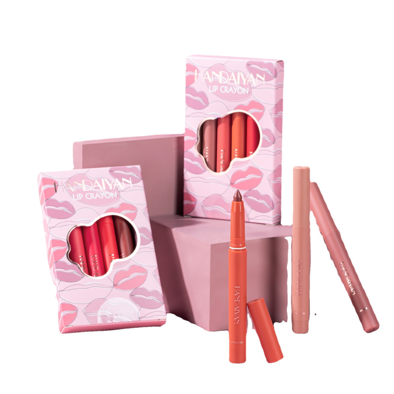 HANDAIYAN Lip Liner Lipstick Set: 6 lipsticks that can be rotated and sharpened without fading Item Picture