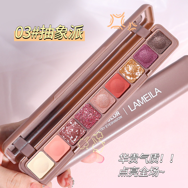 Keyboard fingertip nine-color eyeshadow palette, matte, pearlescent, sequined, glitter, domestic affordable, student and lazy eyeshadow, earth tones details Picture