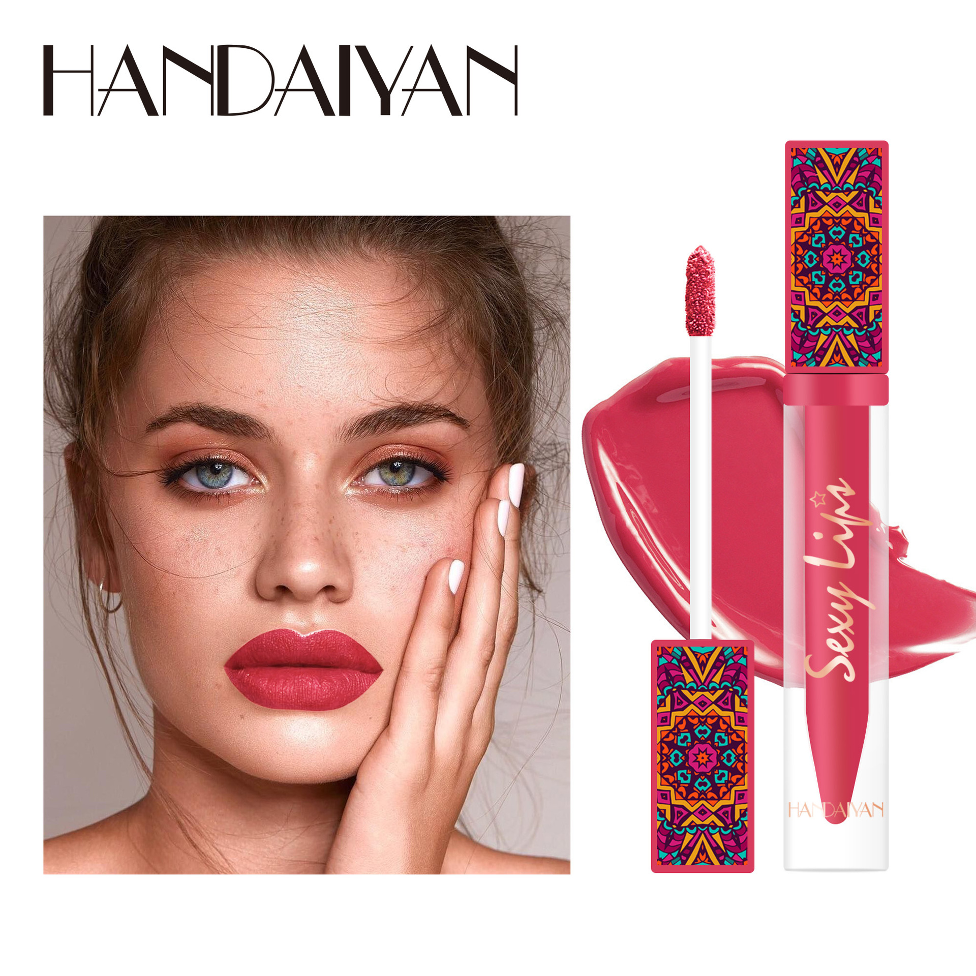 Cross-border lip gloss wholesale Bohemian style HANDAIYAN Han Daiyan matte non-stick cup Moisturizing Lip gloss Lip gloss details Picture
