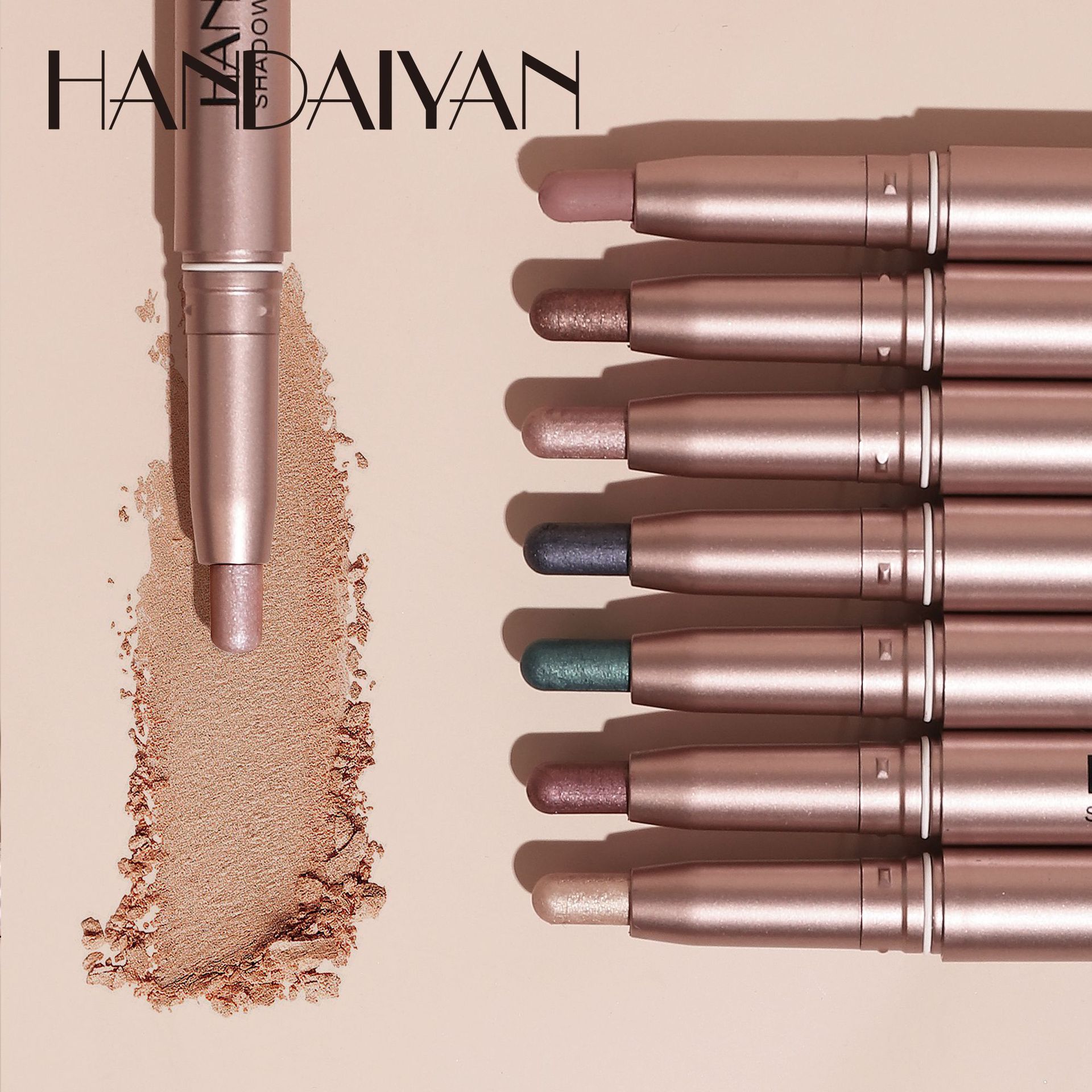 Cross-border double-headed eyeshadow stick without smudging handaiyan High-gloss contour eyeshadow pen with fine pearlescent light to brighten eyeshadow Specification drawing