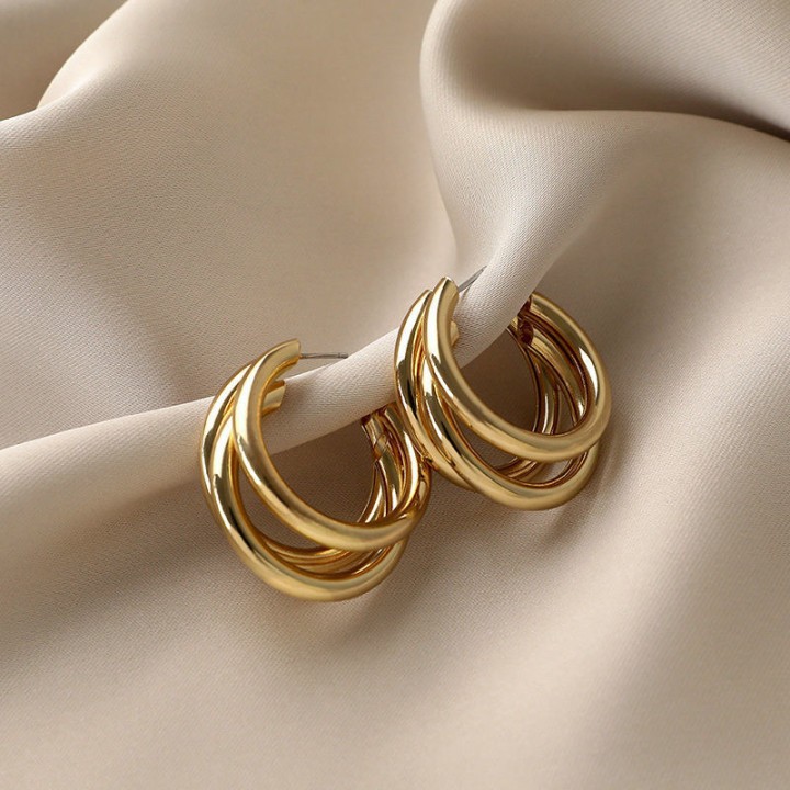 S925 Silver needle European and American exaggerated geometric stud earrings for women, light luxury, fashionable and high-end style, metal earrings wholesale details Picture