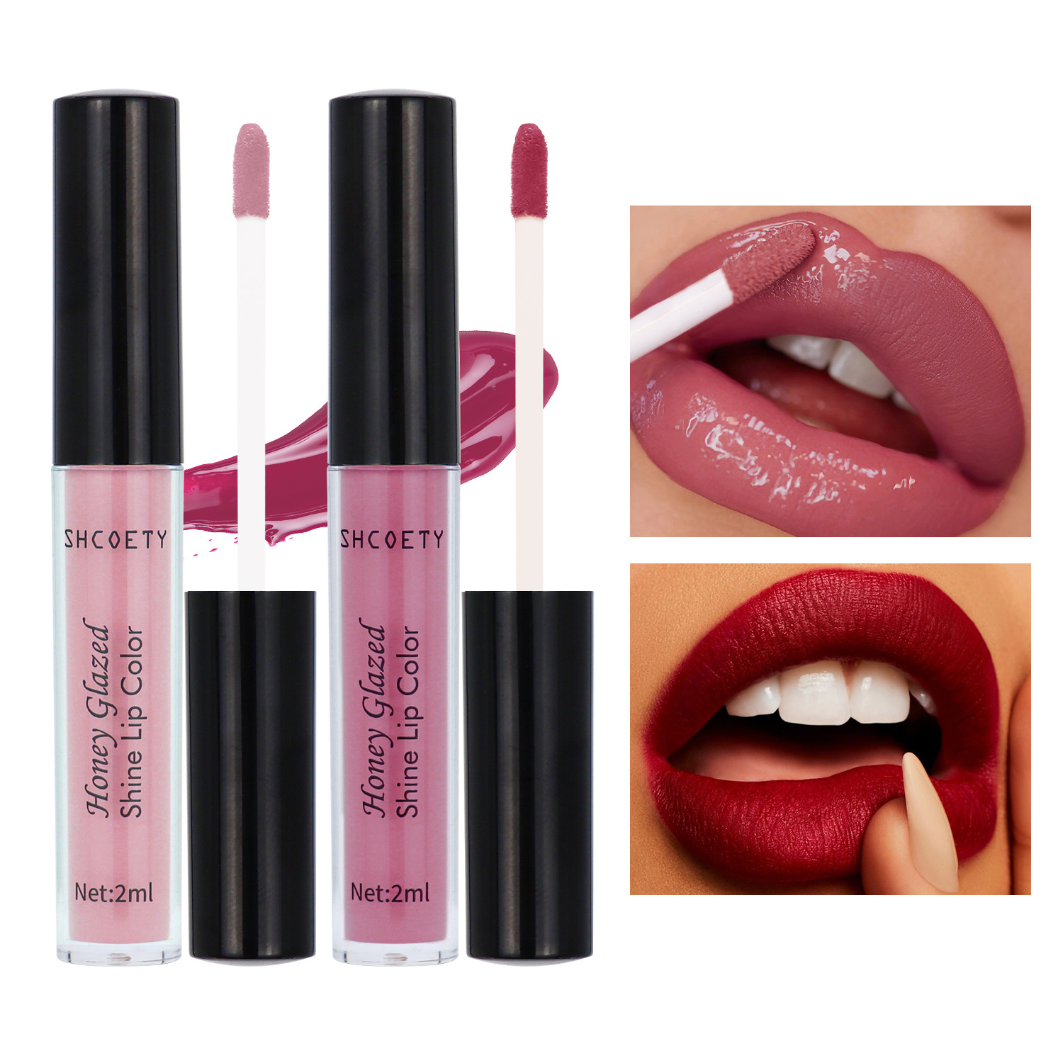 SHCOETY cross-border matte lip gloss long-lasting non-stick to cups and non-fading European and American nude lipstick lip gloss wholesale details Picture