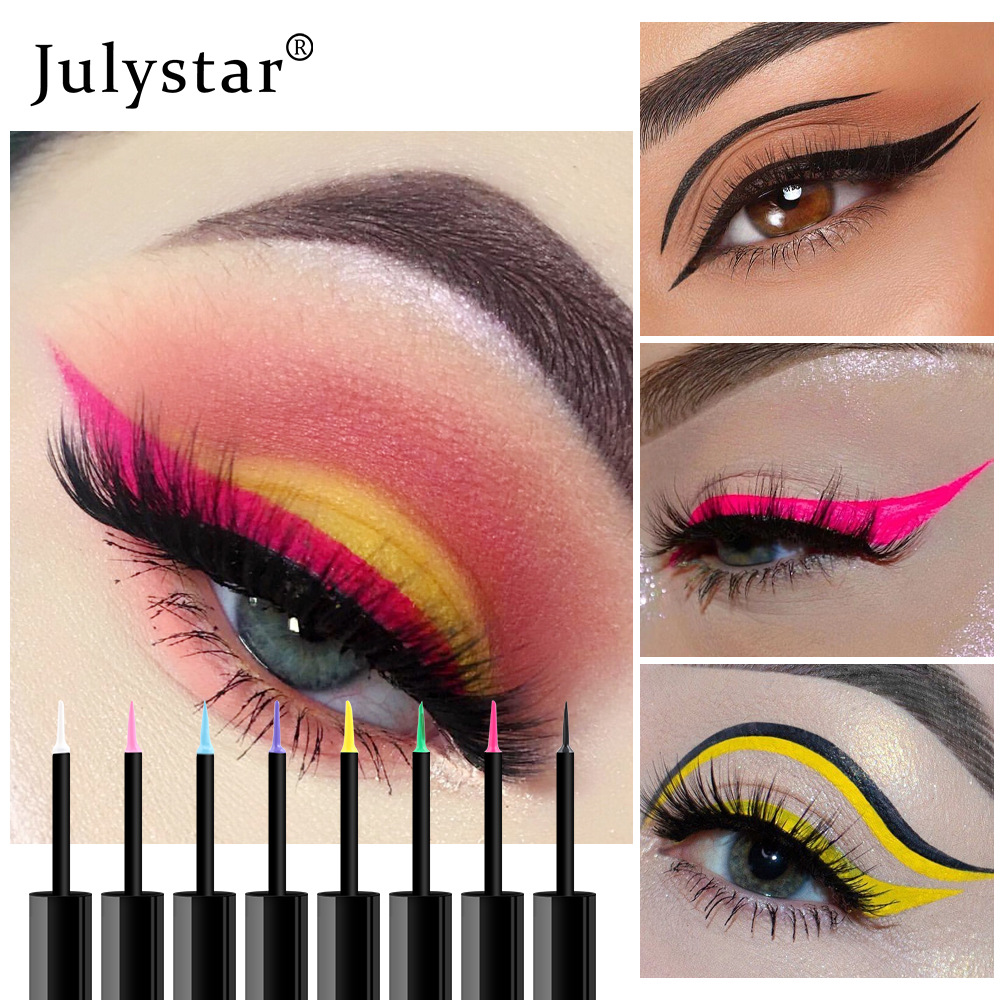 julystar Cross-border Halloween Beauty Eyeliner Liquid Cross-border Colored Waterproof, Oil-Proof and non-smudging Eyeliner Pen wholesale Specification drawing