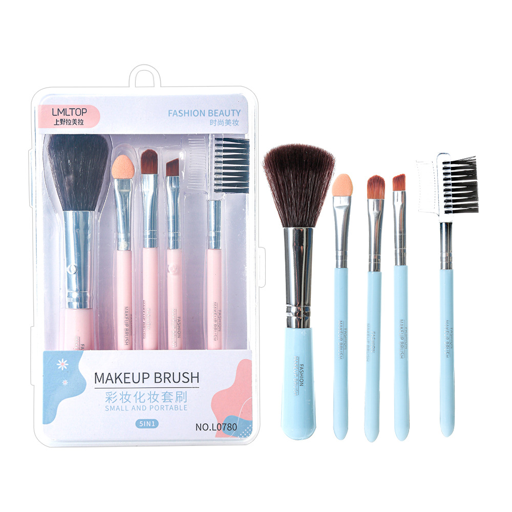 LMLTOP 5-brush makeup set, portable makeup set, brush beauty makeup tool, makeup accessory L0780 Item Picture