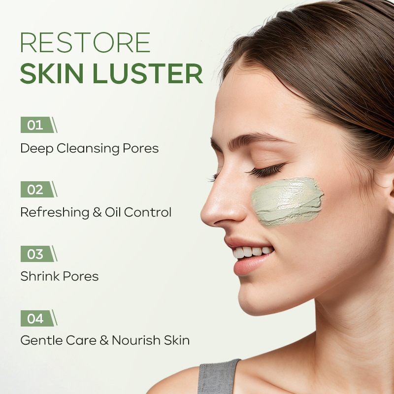 Cross-border QUIYUM Green Tea Solid Mask Stick 40g Hydrating and moisturizing smearing mud Mask manufacturer in stock wholesale Specification drawing