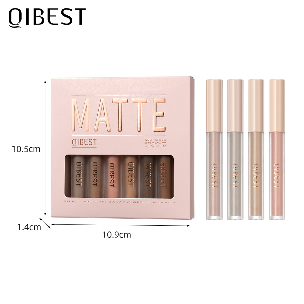 QIBEST Matte liquid Eyeshadow Liquid, with a misty look, accentuates the face in nude and earth tones. It's a three-dimensional eye and cheek set Item Picture
