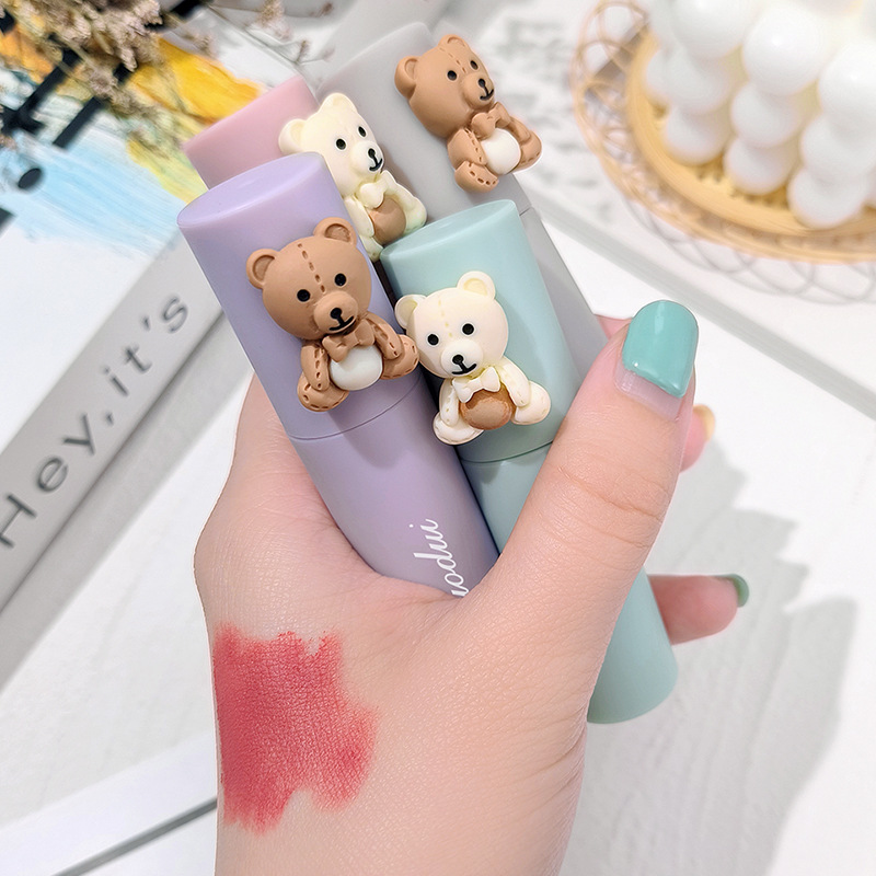 CUODUI Cute Bear Velvet matte Lip Mud, matte lip gloss, moisturizing, affordable lip gloss lipstick wholesale manufacturer consignment Specification drawing