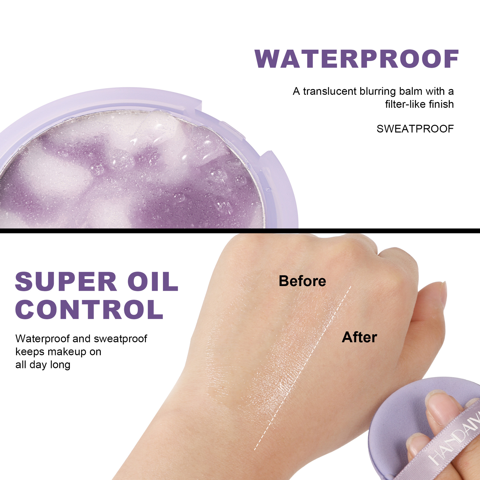 Cross-border setting powder compact, powder-free, fine, skin-friendly, natural, oil-controlling and long-lasting HANDAIYAN powder-free setting Powder cream Specification drawing