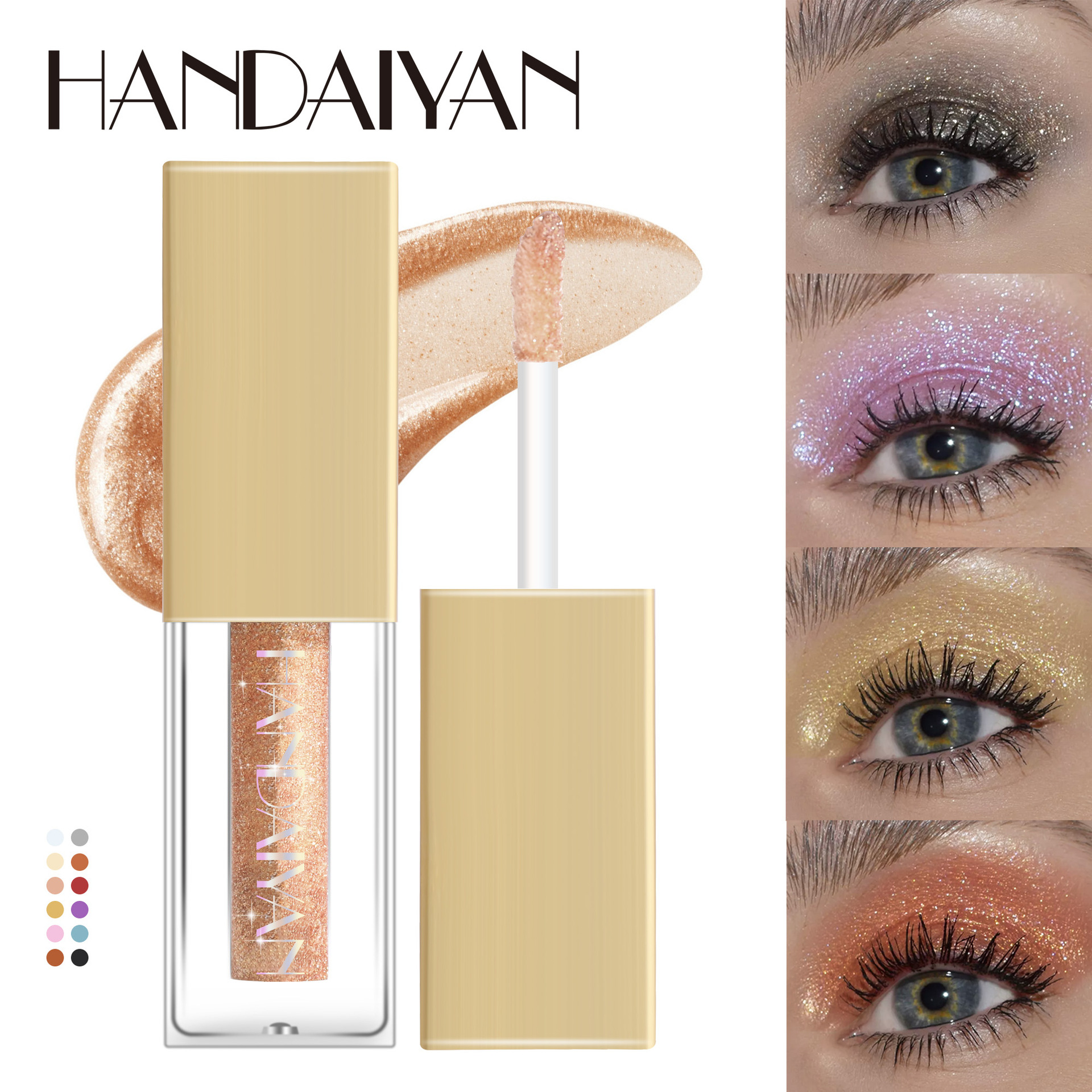Cross-border Liquid Eyeshadow with 12-color Fine Sparkle handaiyan Colorful Performance Sequin Sparkling Pearlescent Eyeshadow Liquid full figure