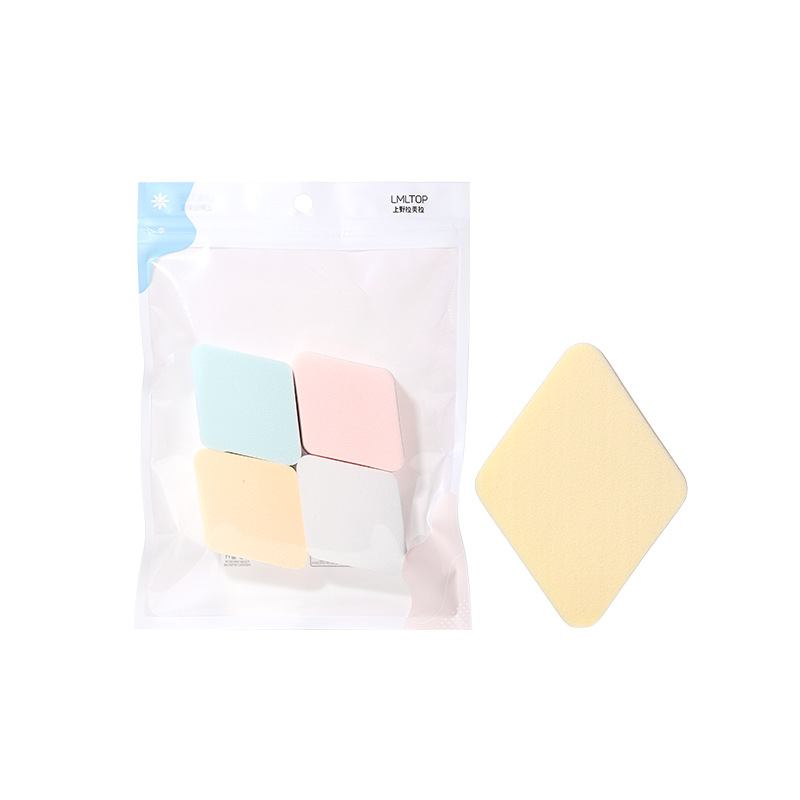 LMLTOP 20T diamond-shaped Powder Puff 4 sets, large dry and wet dual-purpose Makeup Powder puff A80234 Item Picture