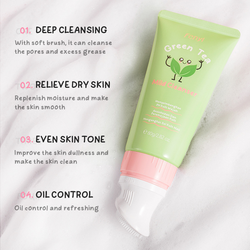 Cross-border fenyi Green Tea Facial Cleanser Indonesia Edition 80g Cleansing, Hydrating and Moisturizing FDA skin care products manufacturer Specification drawing