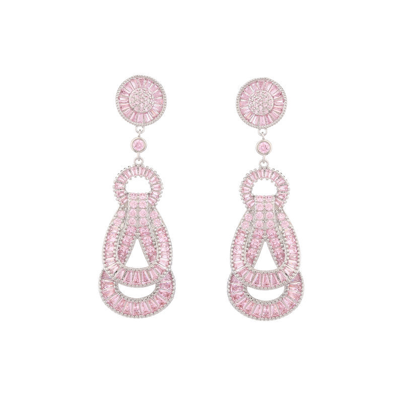 s925 Silver Needle Zircon inlaid Design sense knot Earrings Light Luxury long style wedding Banquet high-end earrings wholesale Application Scenario