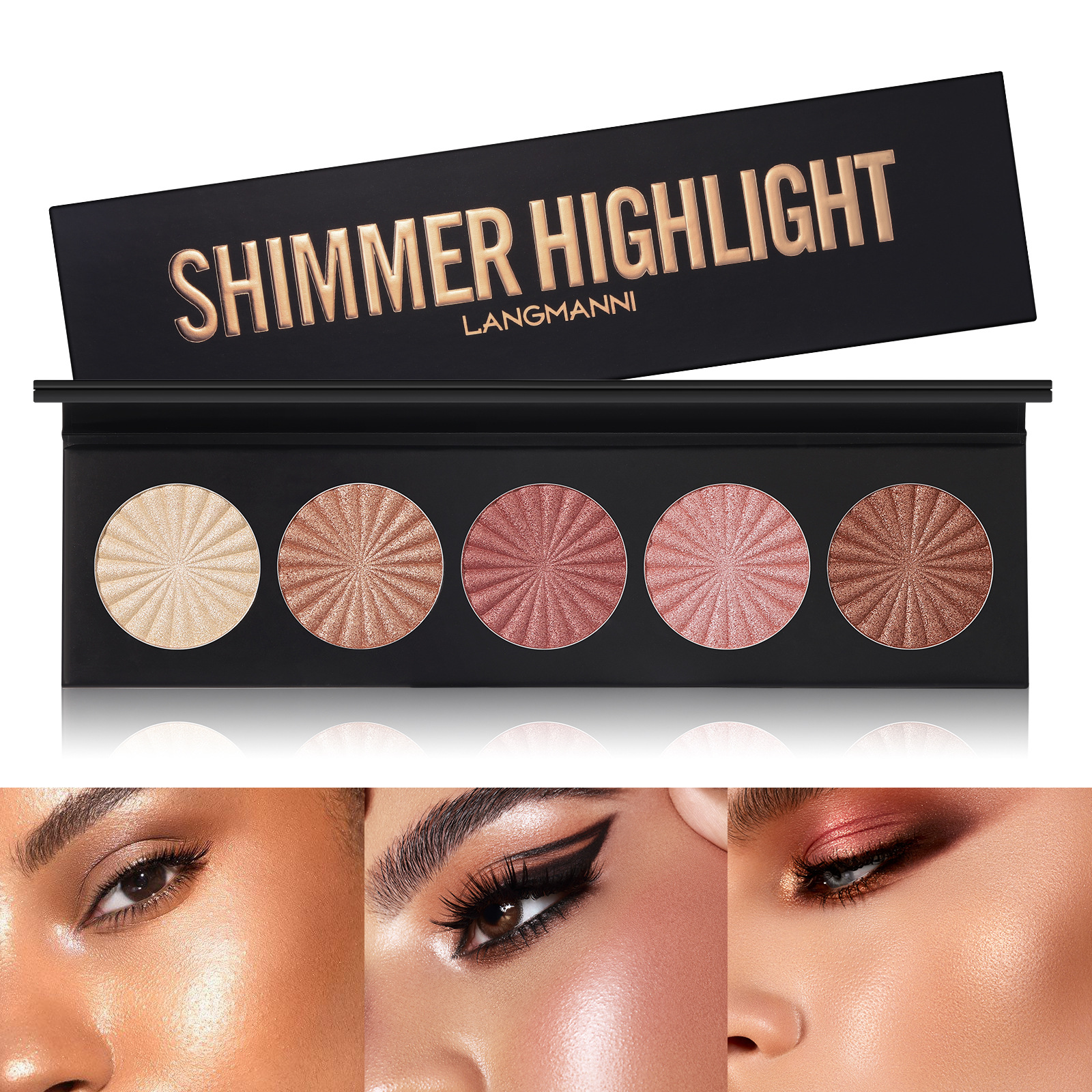 Langmanni High-gloss Contouring 5-color One-piece Set Three-dimensional Natural brightening High Disc Amazon Makeup full figure