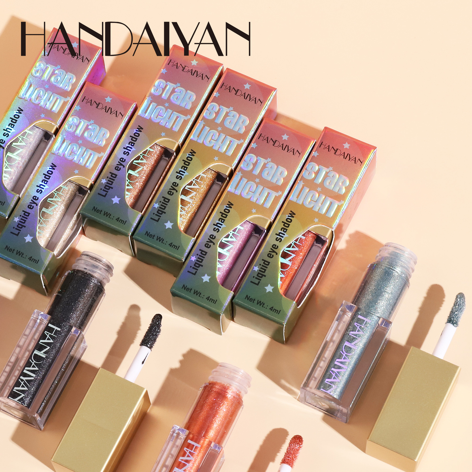 Cross-border Liquid Eyeshadow with 12-color Fine Sparkle handaiyan Colorful Performance Sequin Sparkling Pearlescent Eyeshadow Liquid details Picture
