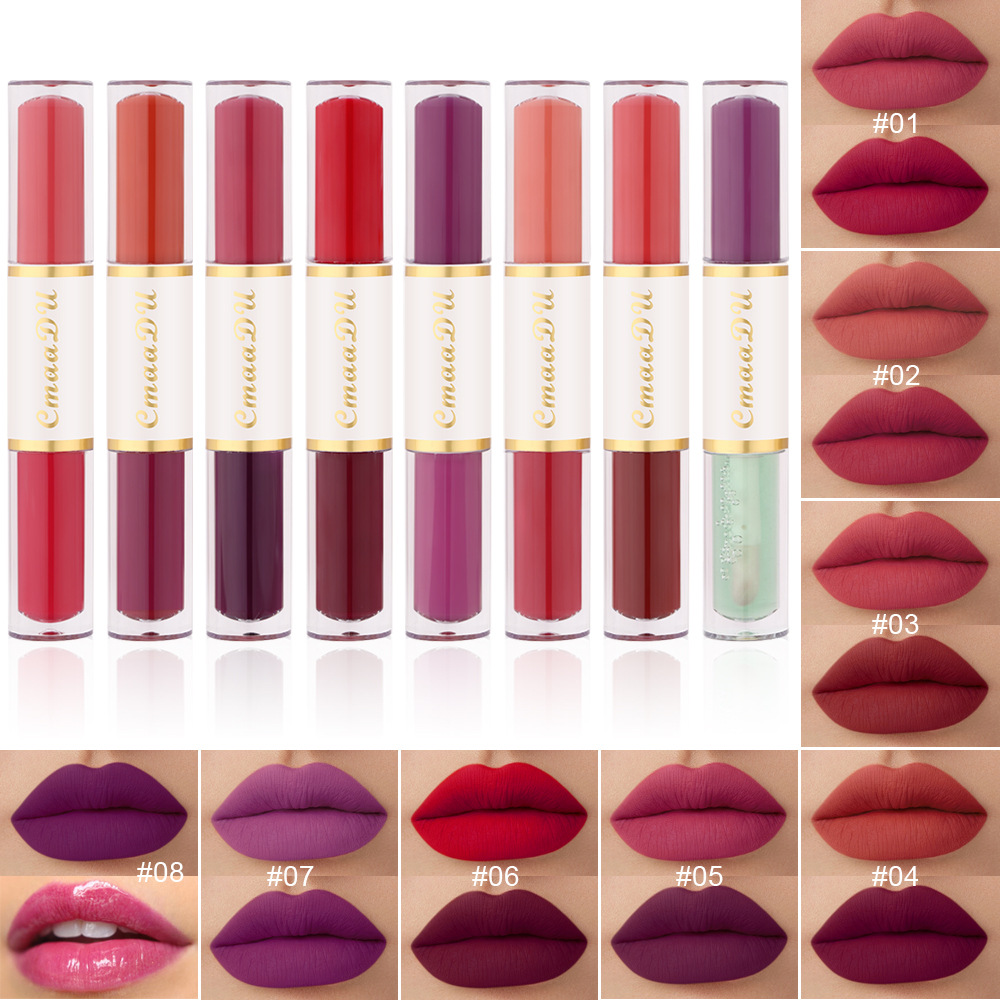 Check it out! Link Disclaimer - Exclusive for Foreign trade :CmaaDu Double-head Lipstick Long-lasting Lip Gloss full figure