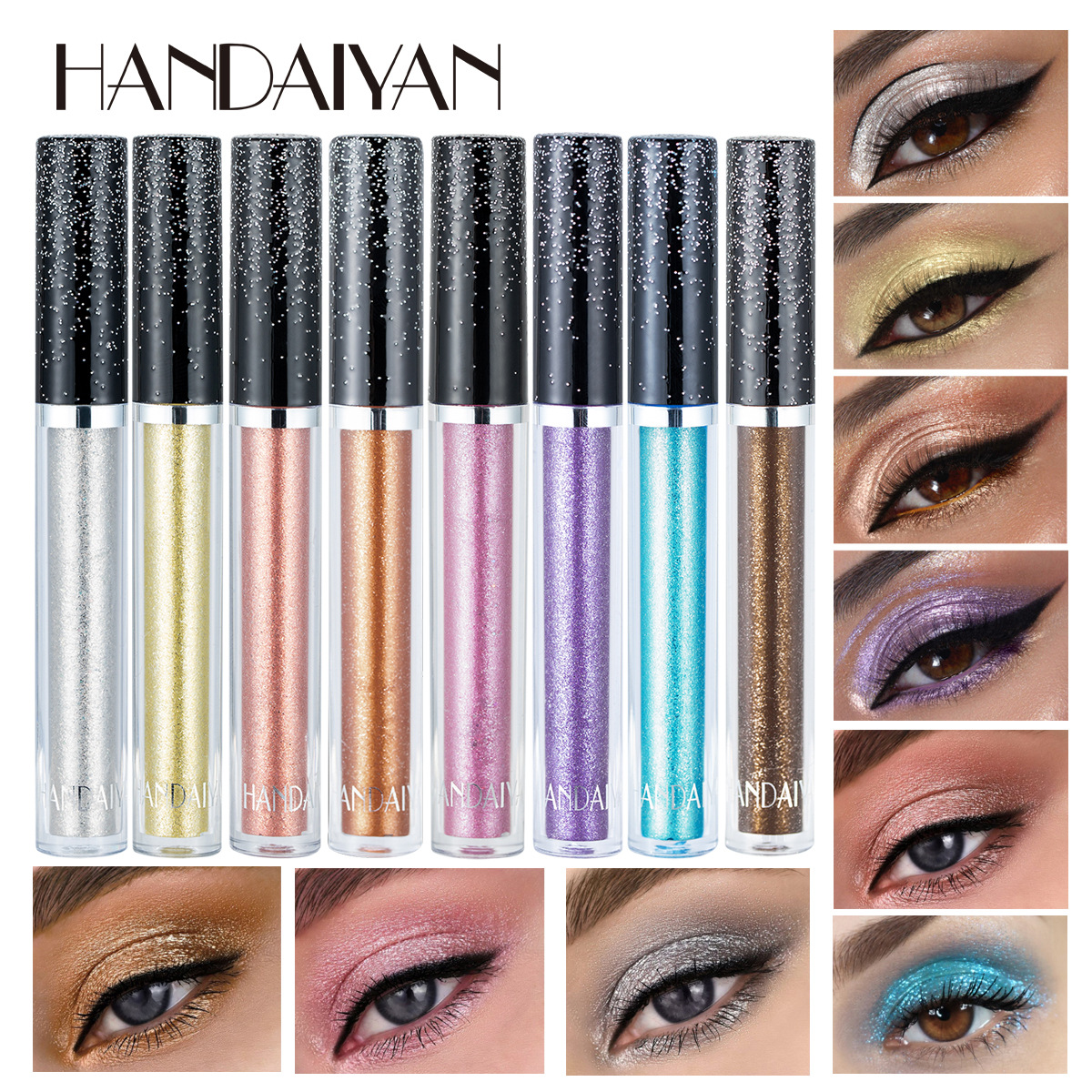 Cross-border liquid Eyeshadow 12-color HANDAIYAN Eyeshadow with fine and shiny pearlescent luster and teardrop makeup details Picture