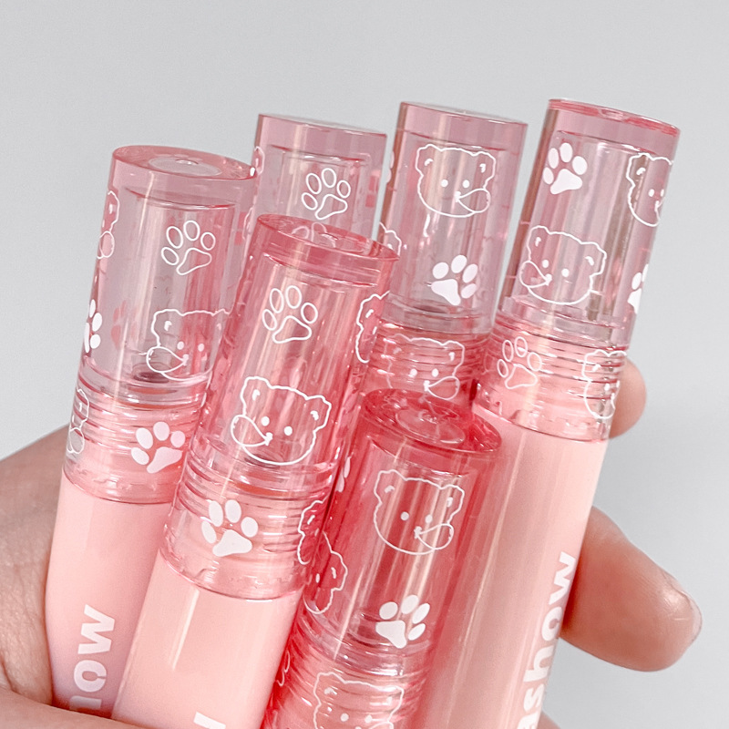 kakashow Bubble Bear Mirror Water Light Lip Gloss Spring/Summer Glass Pouty Lip Moisturizing Whitening Blush Water Mist Lip Gloss details Picture