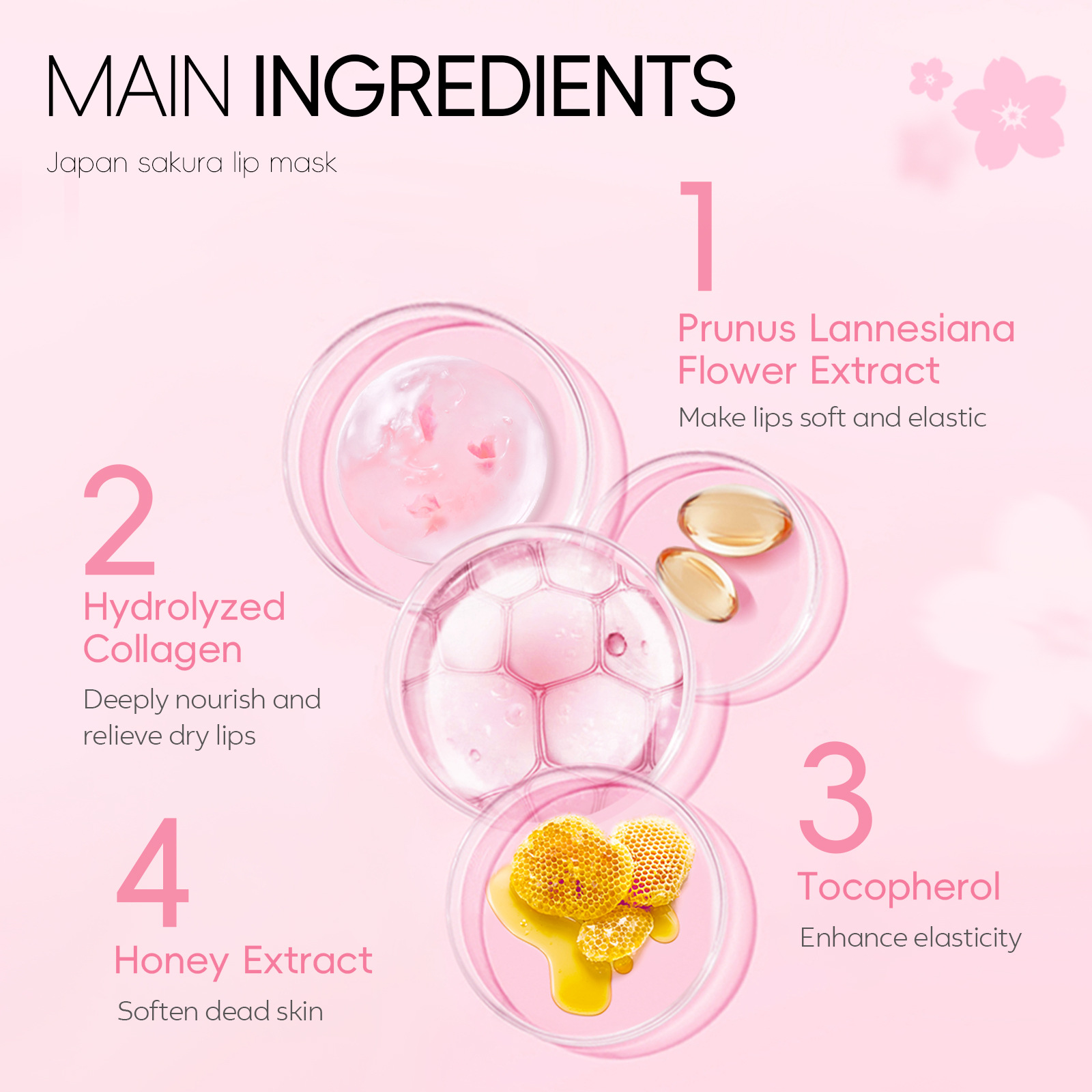 LAIKOU Cherry Blossom Lip Mask 6g, elastic and tender lip care, moisturizing and nourishing manufacturer Cross-border wholesale in stock Application Scenario
