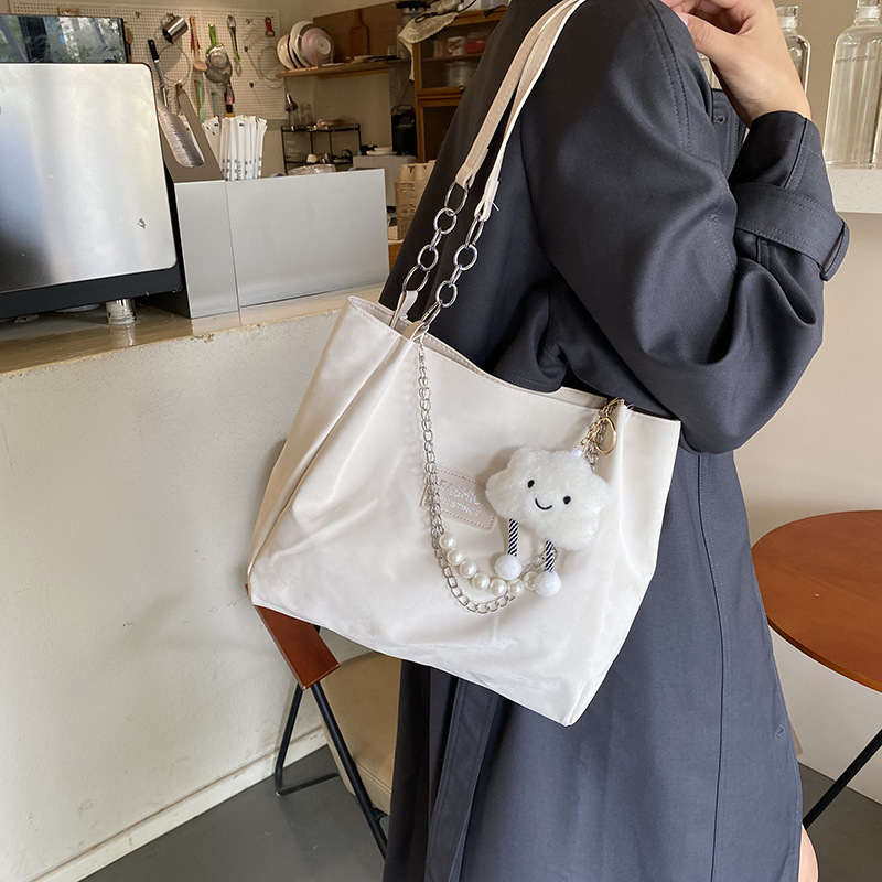 Large-capacity work commuting bag for women, new autumn 2024, versatile and fashionable beaded chain single-shoulder bag tote bag Specification drawing