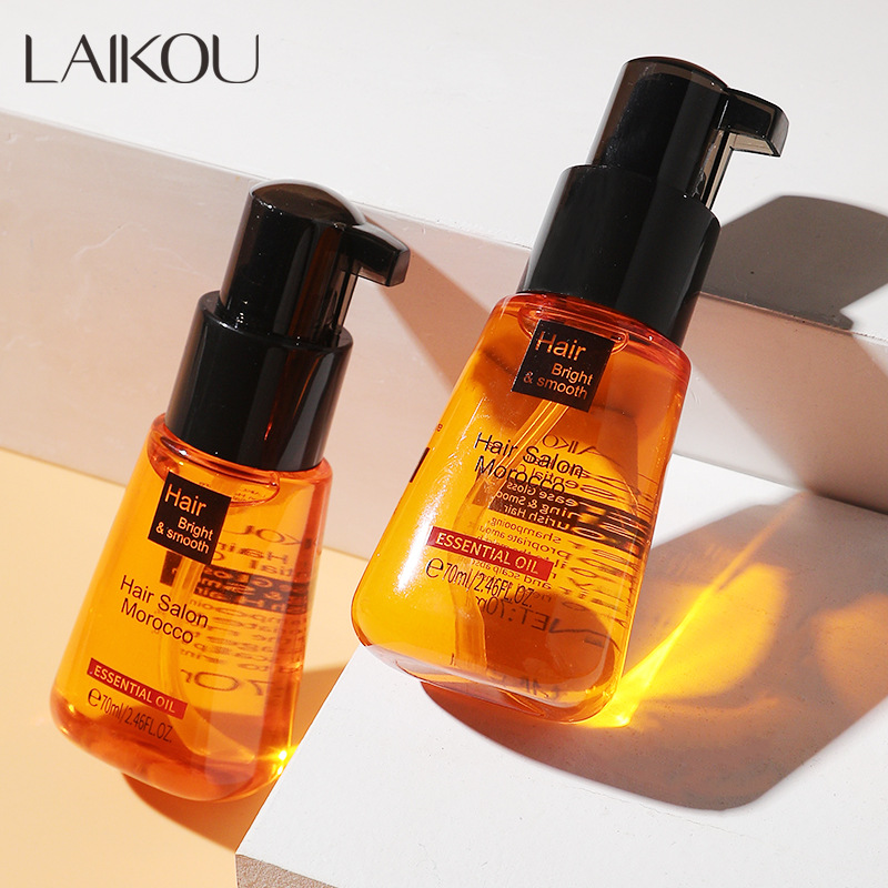 Cross-border LAIKOU Moroccan Hair Care Essential Oil 70ml, smooth dry hair, factory supply, wholesale in stock Specification drawing