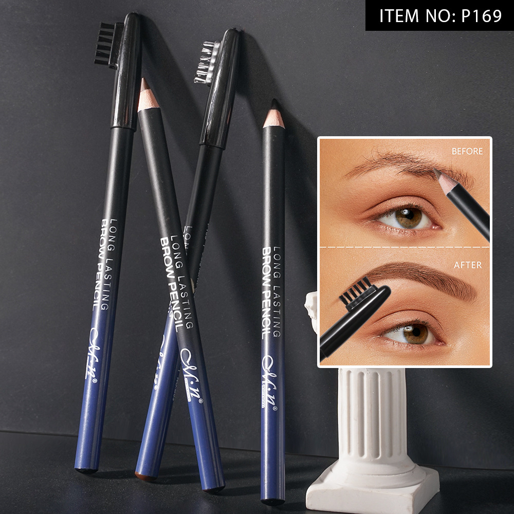 12 pieces per box of Cool Black wooden hard core eyebrow pencils. The water is not easy to smudge tattoos. The eyebrow pencils come with brushes full figure