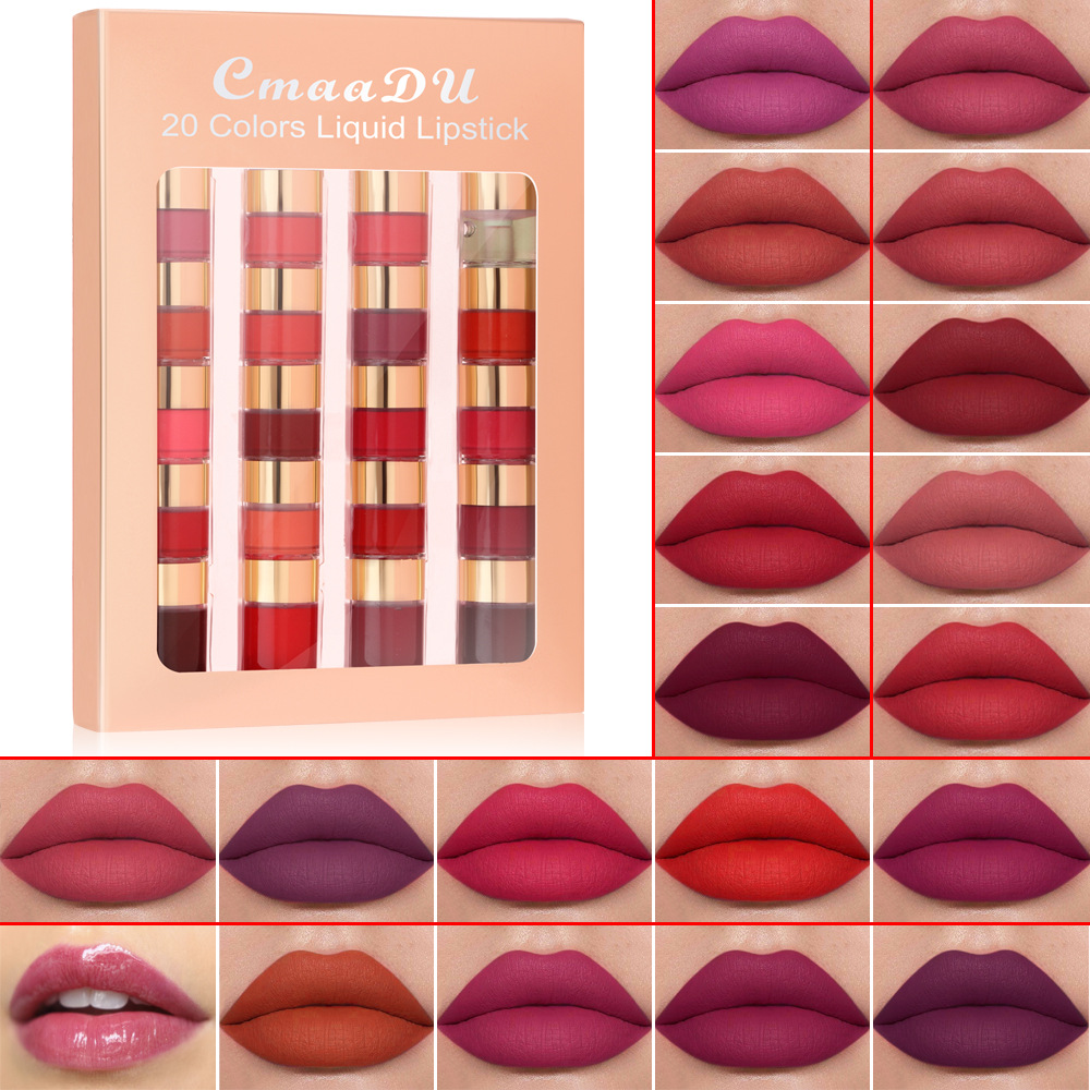 Check it out! Link Disclaimer - Exclusive for foreign trade :CmaaDu 20-color waterproof and long-lasting Lip gloss box set full figure