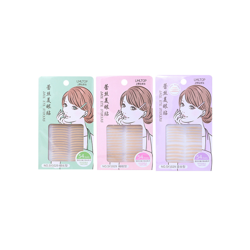 LMLTOP 54 pairs of Invisible lace Double Eyelid Stickers Natural Olive Shape Slender Beauty stickers SY1029 Item Picture