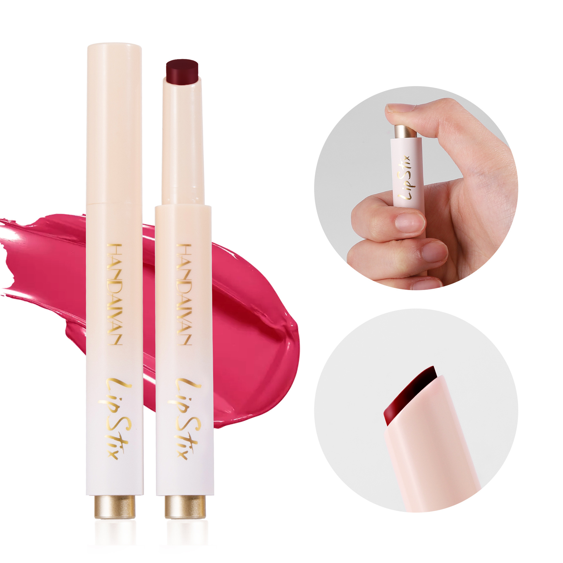 Cross-border Press Lipstick 8-color Mirror Water Gloss Lip Gloss handaiyan long-lasting Moisturizing and Nourishing Lipstick pen details Picture