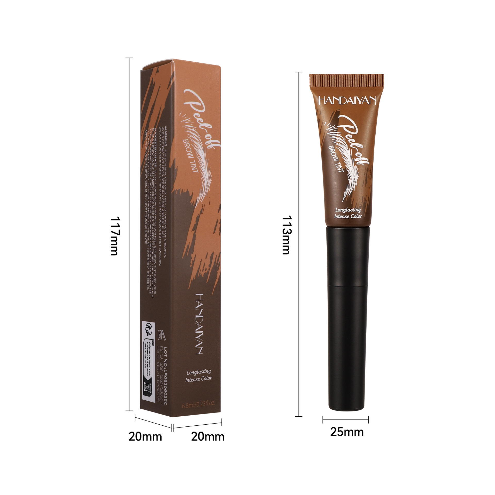 Cross-border Eyebrow dyeing cream in stock, tearable and waterproof HANDAIYAN Five-color eyebrow cream, long-lasting dyeing tearable eyebrow dyeing cream Item Picture