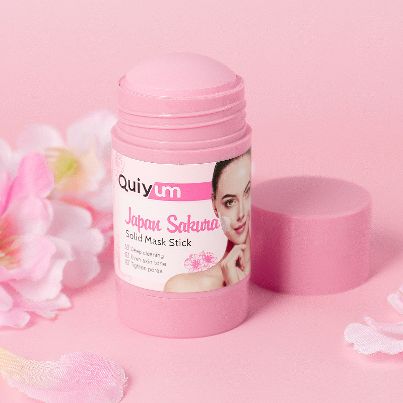 QUIYUM Japanese Cherry Blossom Solid Mask Stick 40g Hydrating, Moisturizing and brightening skin tone Cross-border manufacturer wholesale in stock full figure