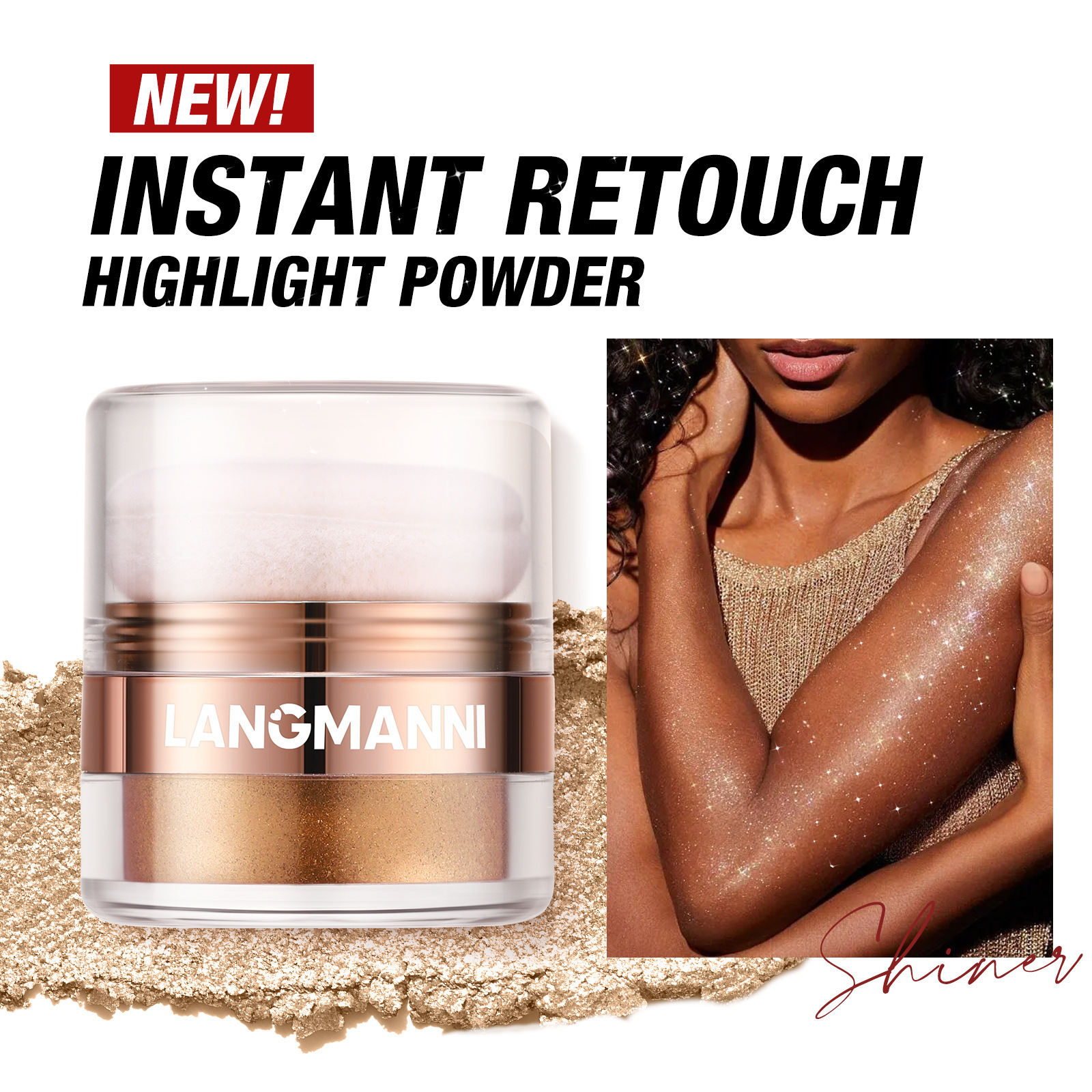 LANGMANNI Highlighter Loose Powder, Pat Powder, Face and Body Blush, Contouring Powder details Picture