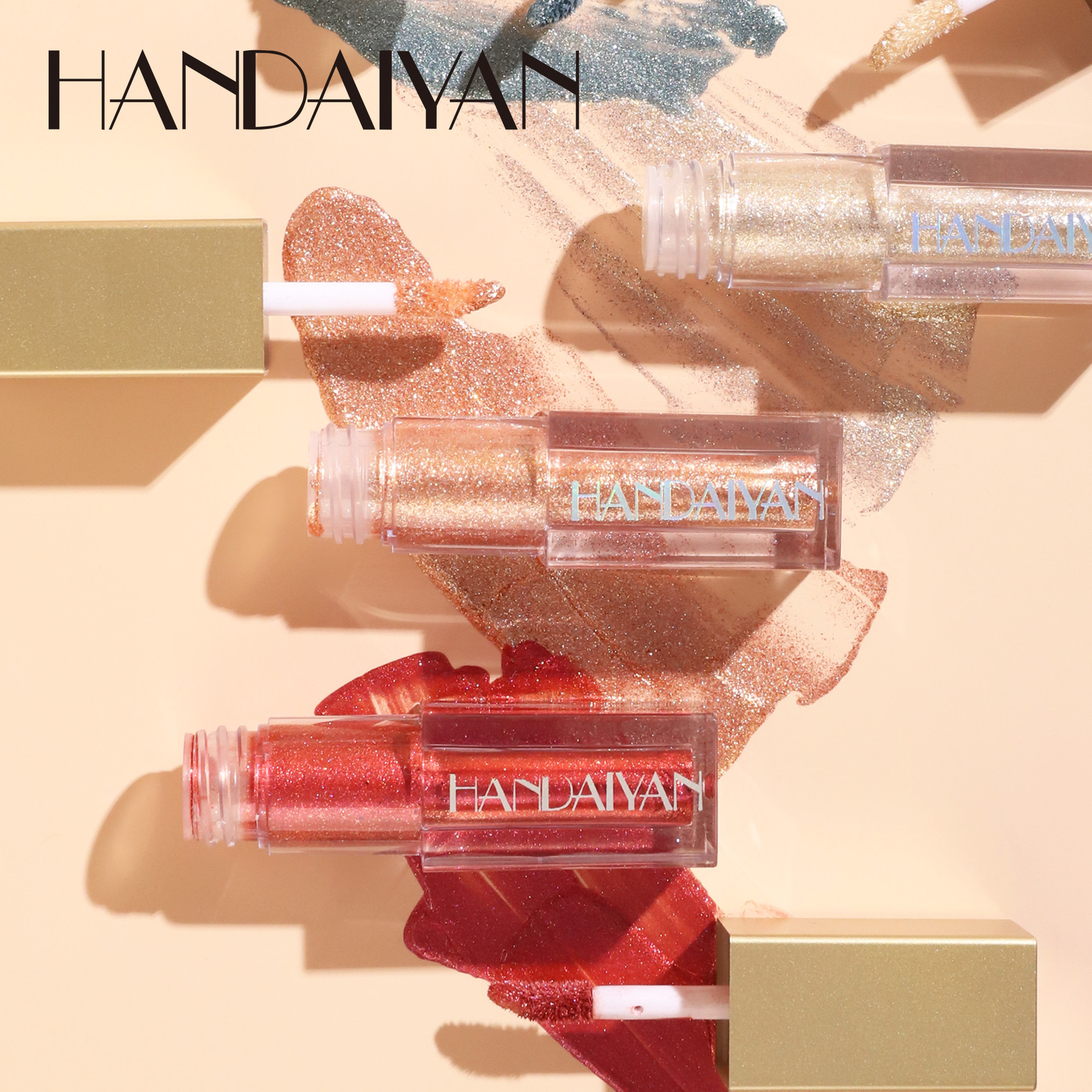 Cross-border Liquid Eyeshadow with 12-color Fine Sparkle handaiyan Colorful Performance Sequin Sparkling Pearlescent Eyeshadow Liquid Specification drawing