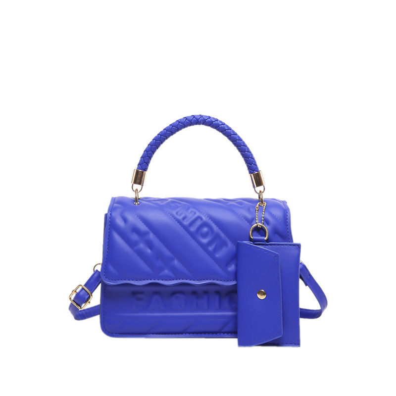 Ladies' candy-colored stylish handbag, 2024 autumn new ins single-shoulder crossbody bag, stylish embossed small square bag Item Picture
