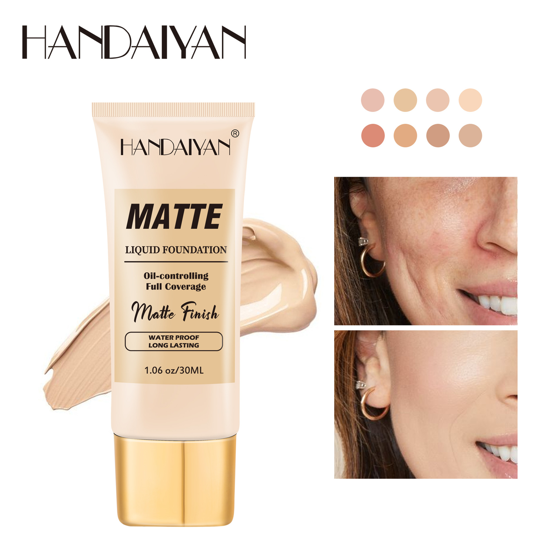handaiyan Cross-border Concealer Foundation is a long-lasting, non-smudge, pore-invisible and moisturizing foundation with a European and American style full figure