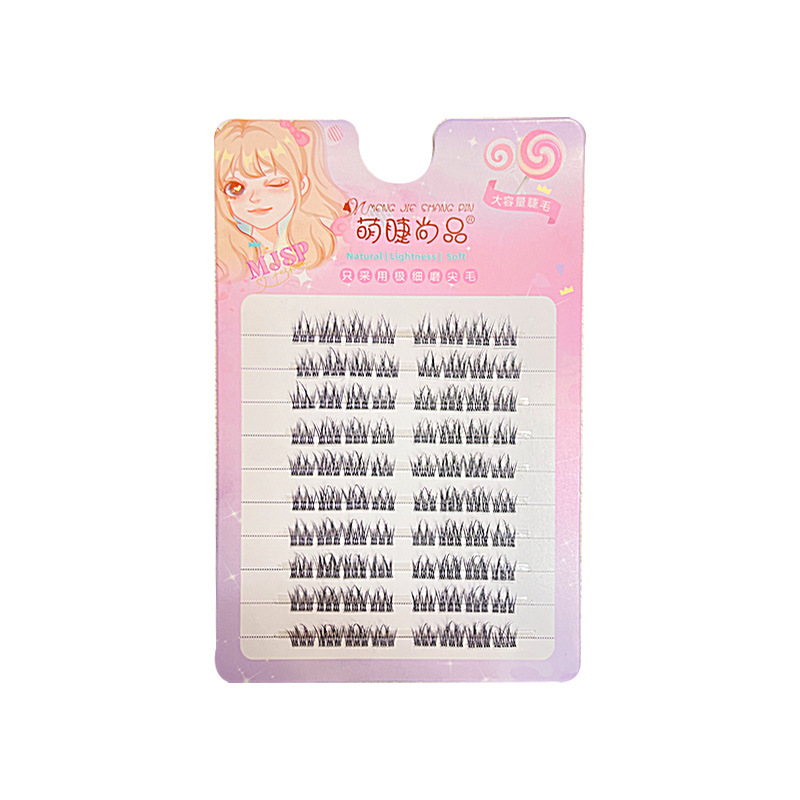 "Mengjie Shangpin Lazy Person Trilogy: Fishtail eyelashes, Air-transparent stem, Natural Comic bar, Segmented single cluster False eyelashes. Item Picture