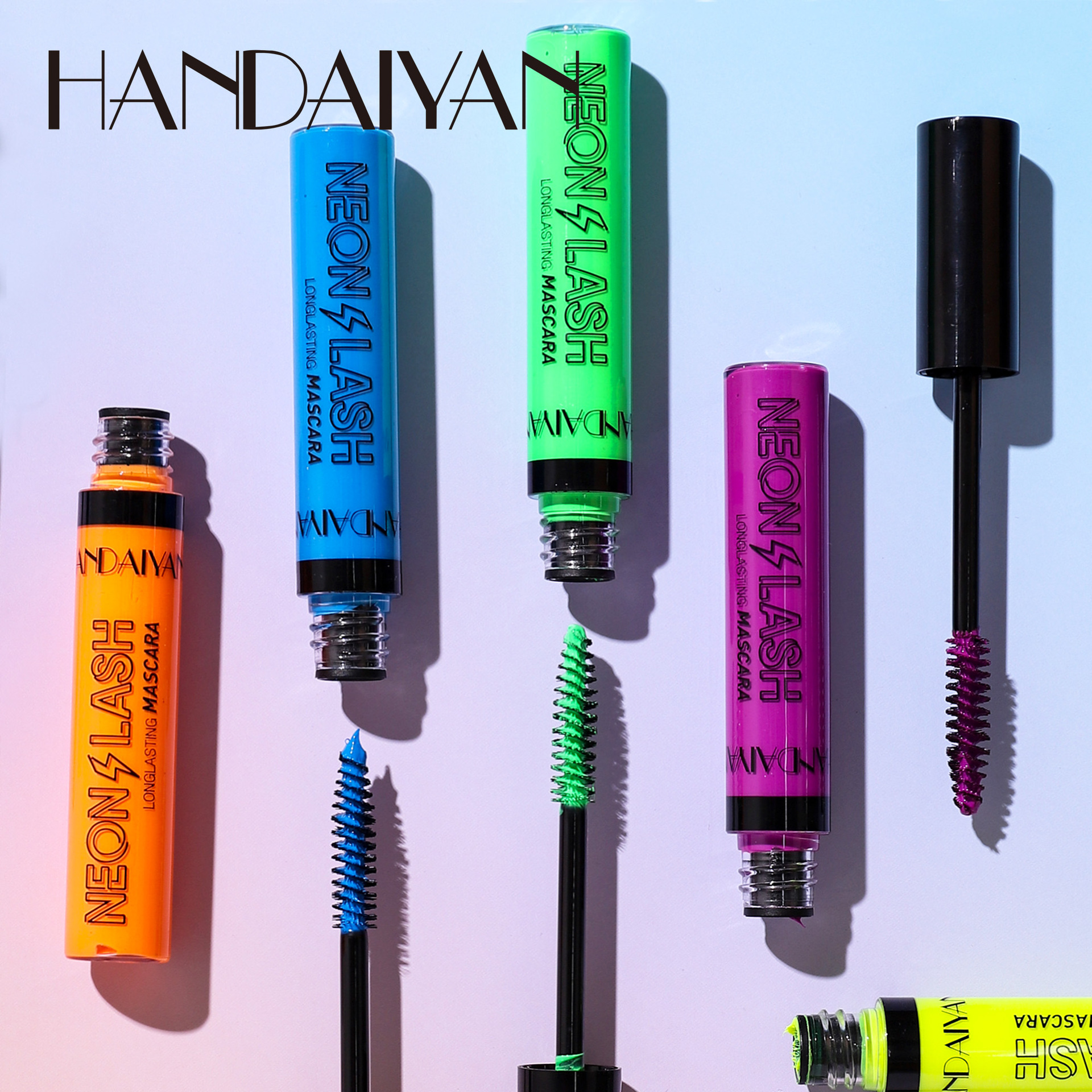 Cross-border fluorescent colored mascara handaiyan: Long, thick, curling, long-lasting, waterproof and non-smudge mascara Specification drawing