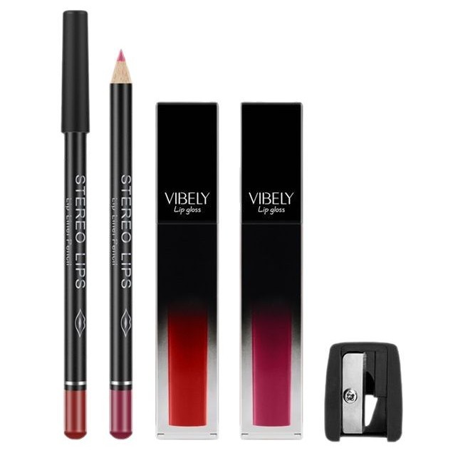 VIBELY Matte nude lip liner pen Lip gloss Set, non-stick cup, non-fading liquid lip gloss, cross-border Item Picture