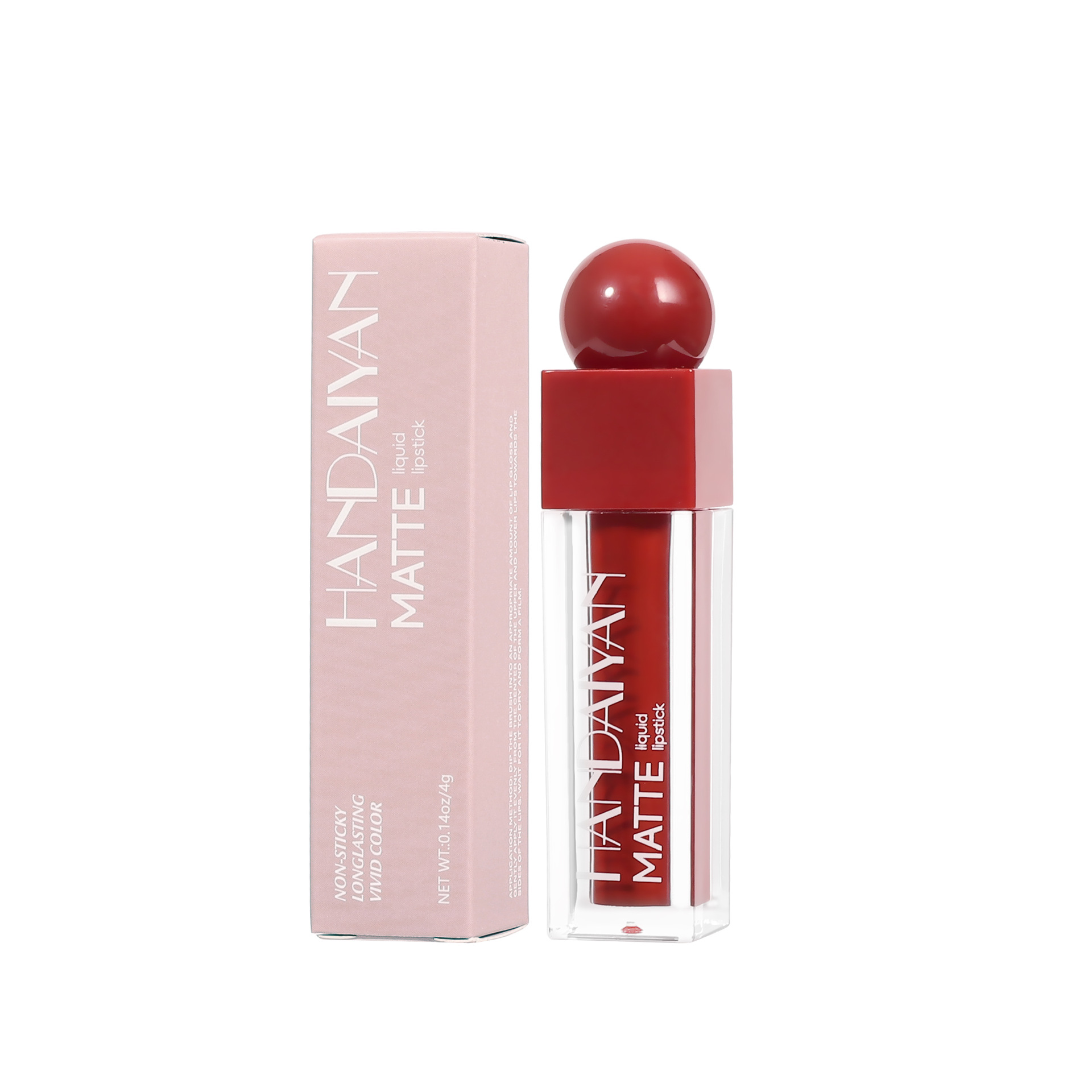 Cross-border 6-color matte lip gloss square tube lipstick, waterproof, non-stick to cups and non-fading handaiyan Matte lip gloss lip gloss Item Picture