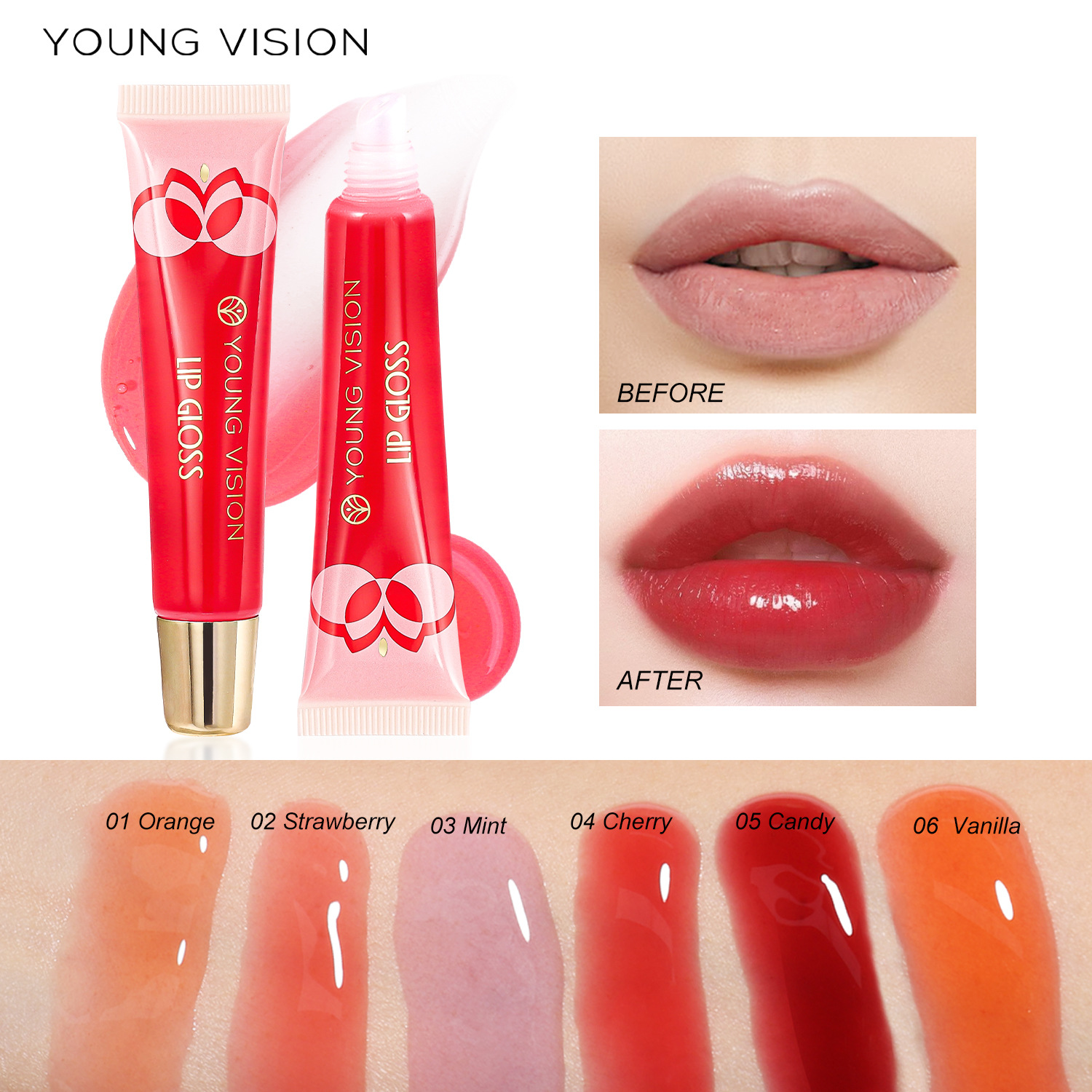 YOUNG VISION Lip Oil 6-bottle Set, Lip Gloss, Mint Lip Lotion, Hydrating Lip Oil details Picture