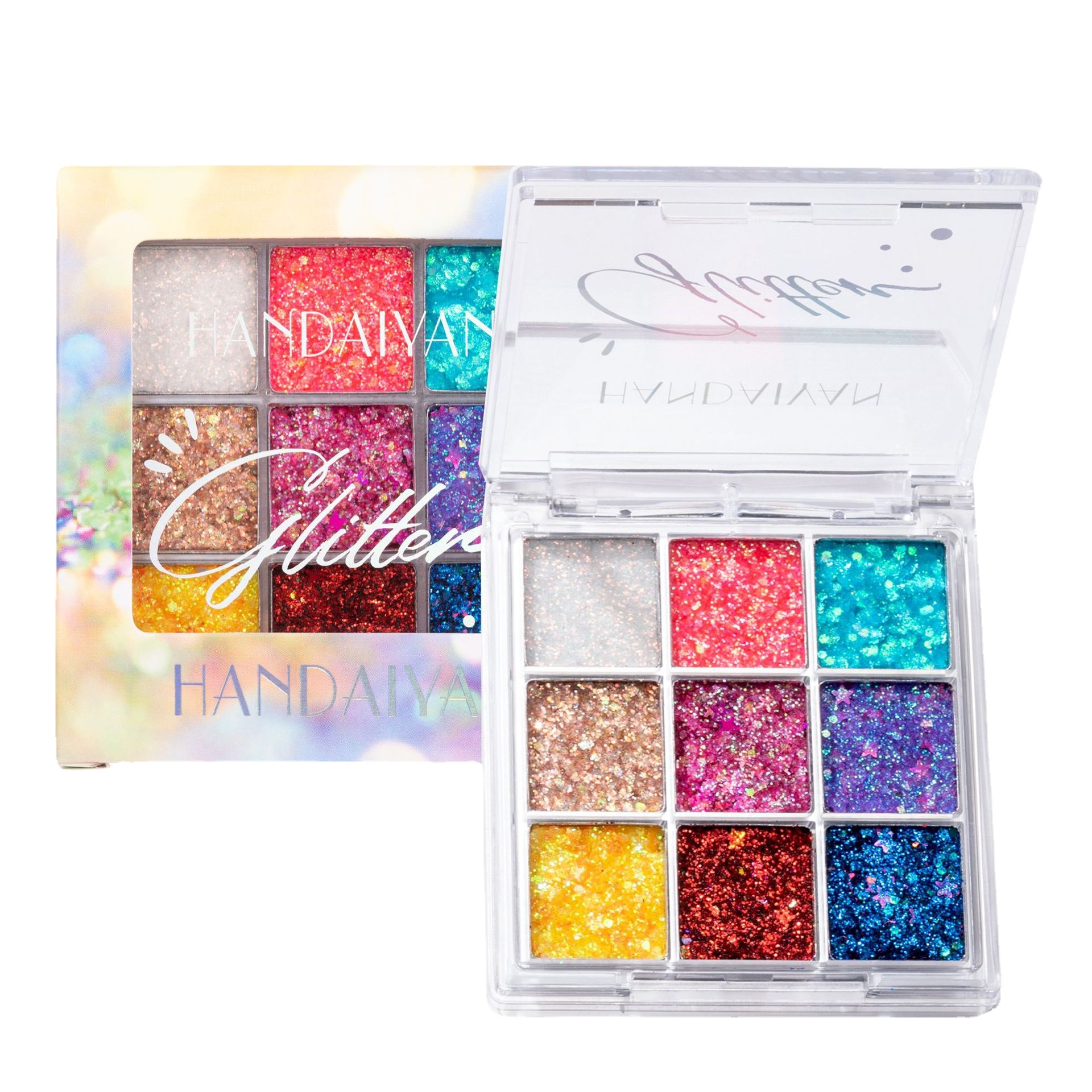 Han Daiyan's cross-border eyeshadow palette, dazzling stage makeup, New Year's Day performance in a nightclub, and a nine-color sequined eyeshadow palette Item Picture