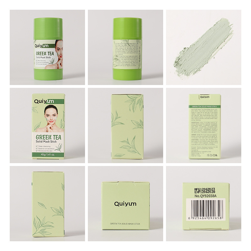 Cross-border QUIYUM Green Tea Solid Mask Stick 40g Hydrating and moisturizing smearing mud Mask manufacturer in stock wholesale details Picture